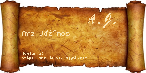 Arz János névjegykártya